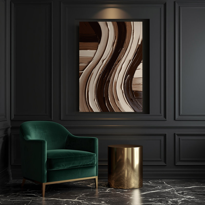 Art mural sur toile brun foncé DiagonalStripes Greige, H 16 po x l 20 po