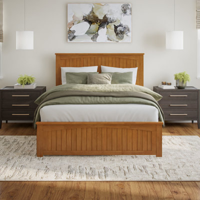  Lit plateforme en bois massif Nantucket avec pied et gigogne assortis