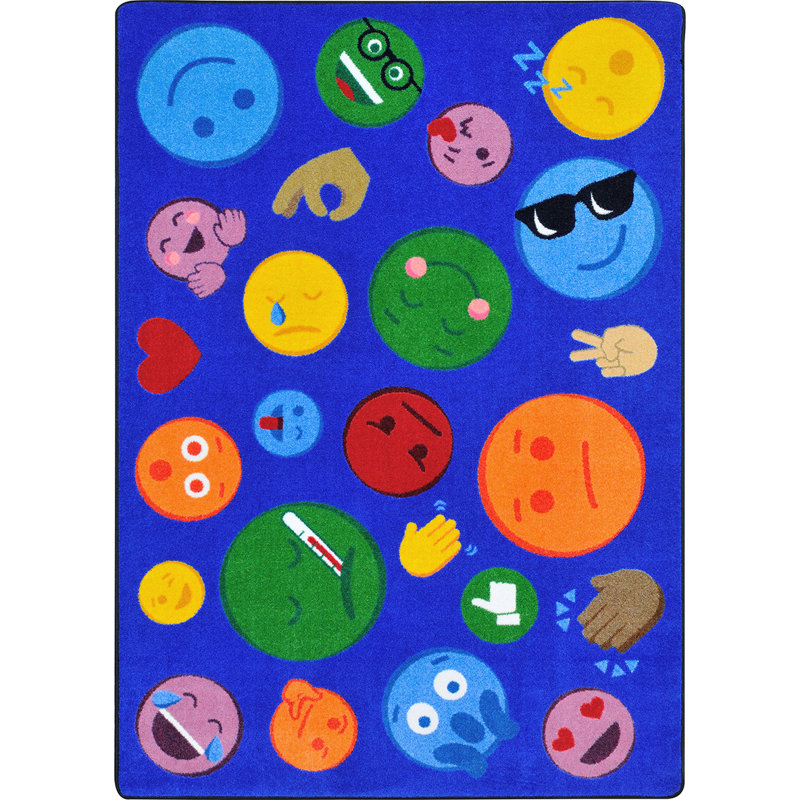Tapis bleu touffeté à motif géométrique, 5 pi 4 po x 7 pi 8 po