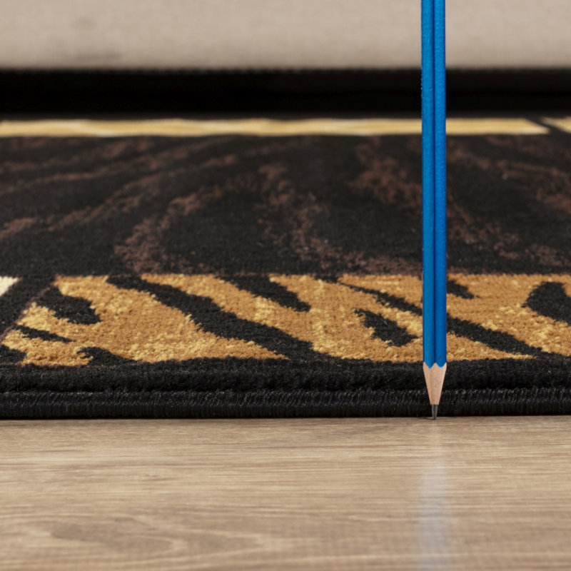 Tribes GC_YLS4013 Black 2 Ft. 7 In. X 7 Ft. 3 In. Animal Print Area Rug, Runner 2'7" x 7'3"