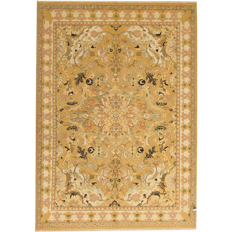 Tapis beige noué à la main de haute qualité