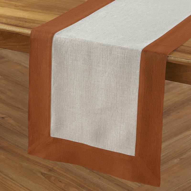 Linen Table Runners, 90" x 14", Cinnamon/Natural