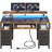 Computer Desk With LED Lights & Power Outlets, Home Office Desk With 4 Drawers, Writing Desk With Keyboard Tray, Study De Sk With Monitor Stand, Work For Home Office-954261624-954261623