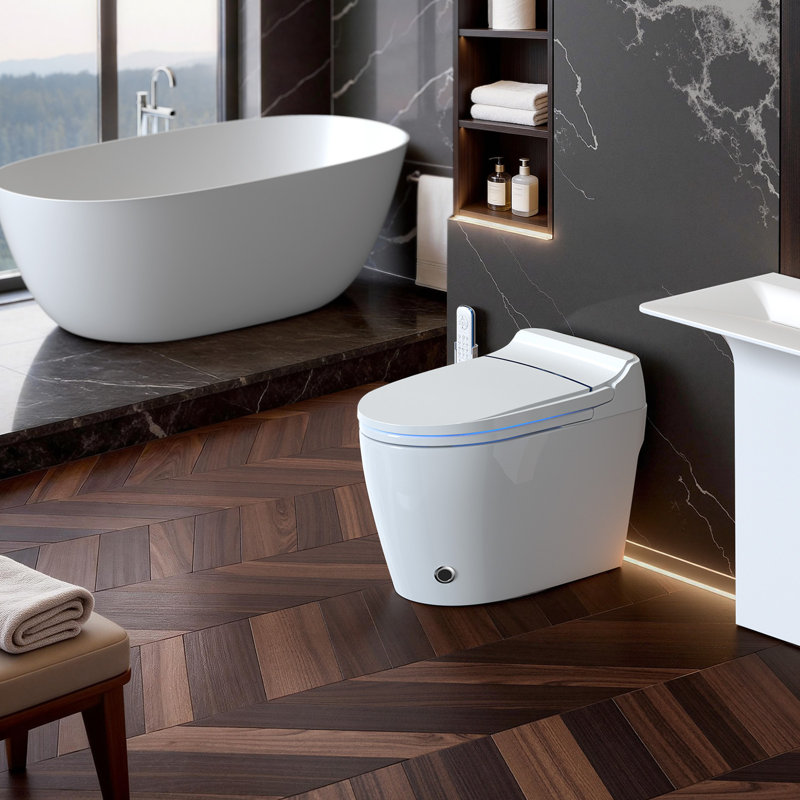 BCANHOME Smart Toilet with Tankless Bidet Wash, Auto Open Lid, 1.28 Gallons Auto Dual Flush, Heat Seat, Warm Wash/Dryer, Soft Closing, Remote Control