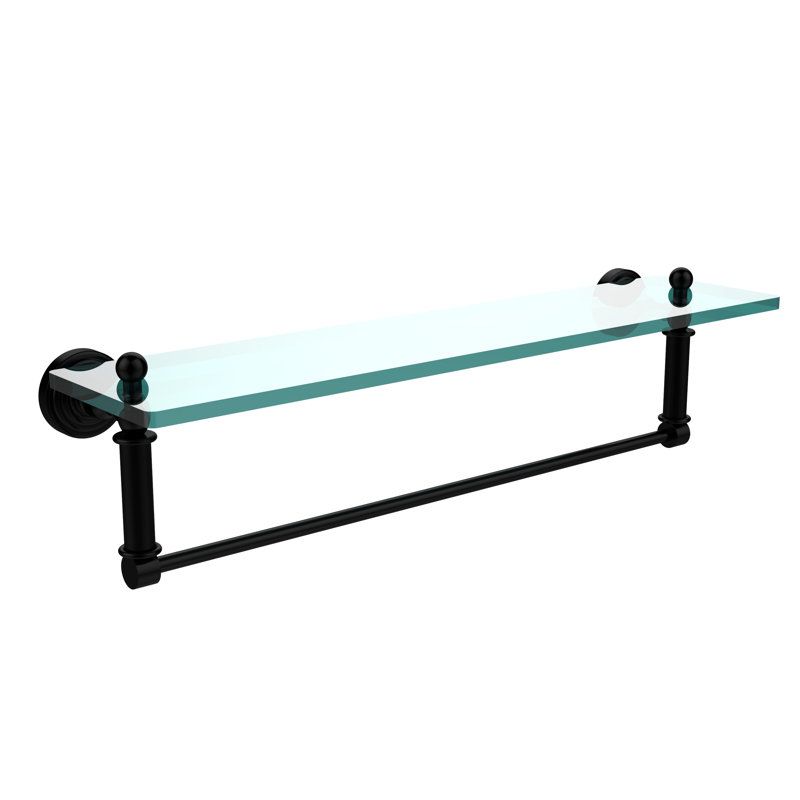 Étagère murale avec barre à serviettes Beresford, l 22 po x H 5 po, Noir mat