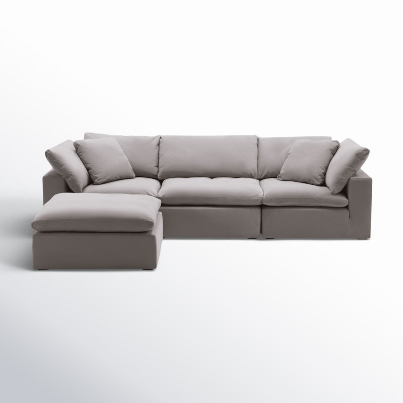 Canapé modulaire Calana, Ardoise, 4 pièces (2 d'angle, 1 sans accoudoirs, 1 repose-