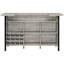 Unité de bar autoportante en bois de grève gris, avec surface à deux niveaux, verres à pied et rangement pour bouteilles de vin pour fin de semaine Get Finition bois de grève avec structure en métal, tablettes, tablettes