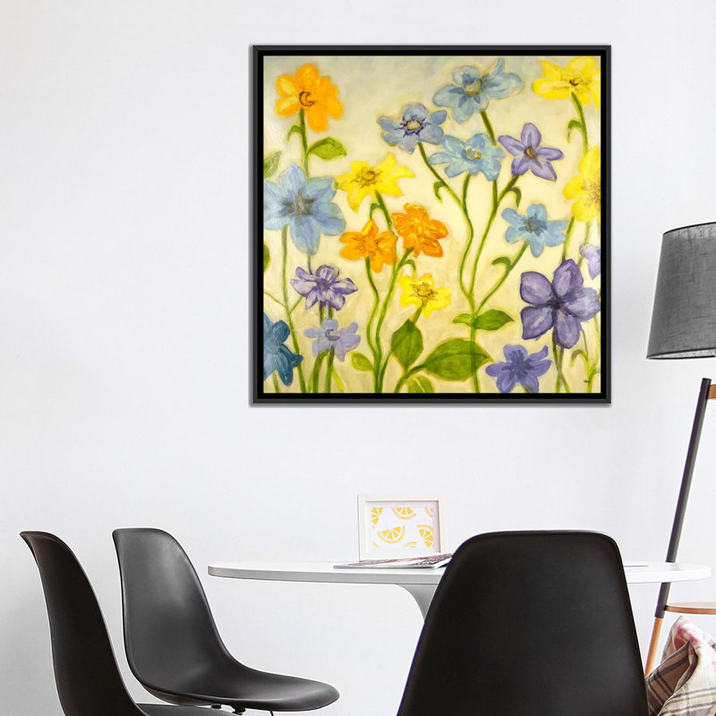«Bloom I», reproduction sur toile, H 18 po x l 18 po x P 1,5 po, Toile encadrée noire, Pas de tapis