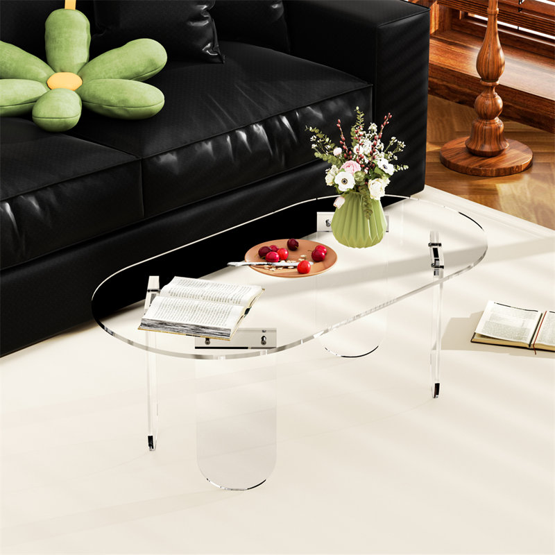 Table de centre ovale en acrylique transparent Paetynn, Clair, H 13,78 po x L 37,4 po x l 19,69 po