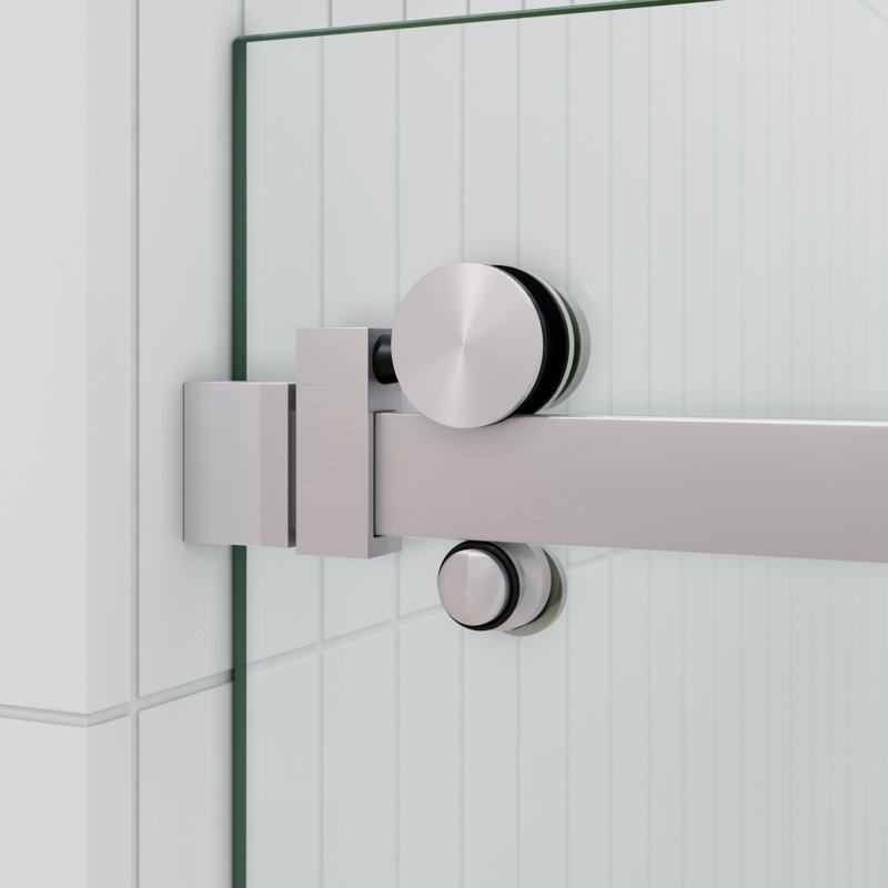 Astro 44 - 48 in. x 78 in. Fully Frameless Glass Sliding Shower Door, Brushed Nickel