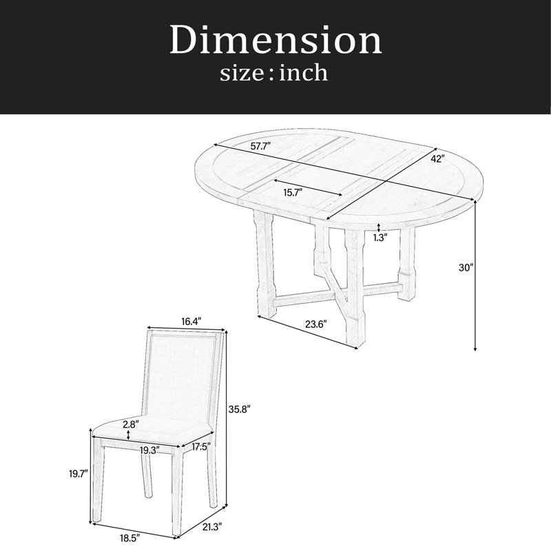 Ensemble de table de salle à manger extensible 5 pièces pour 4 personnes, table de salle à manger ronde pour 4 personnes avec chaises rembourrées, ensemble de table de cuisine de ferme avec rallonge amovible pour la salle à manger et la cuisine