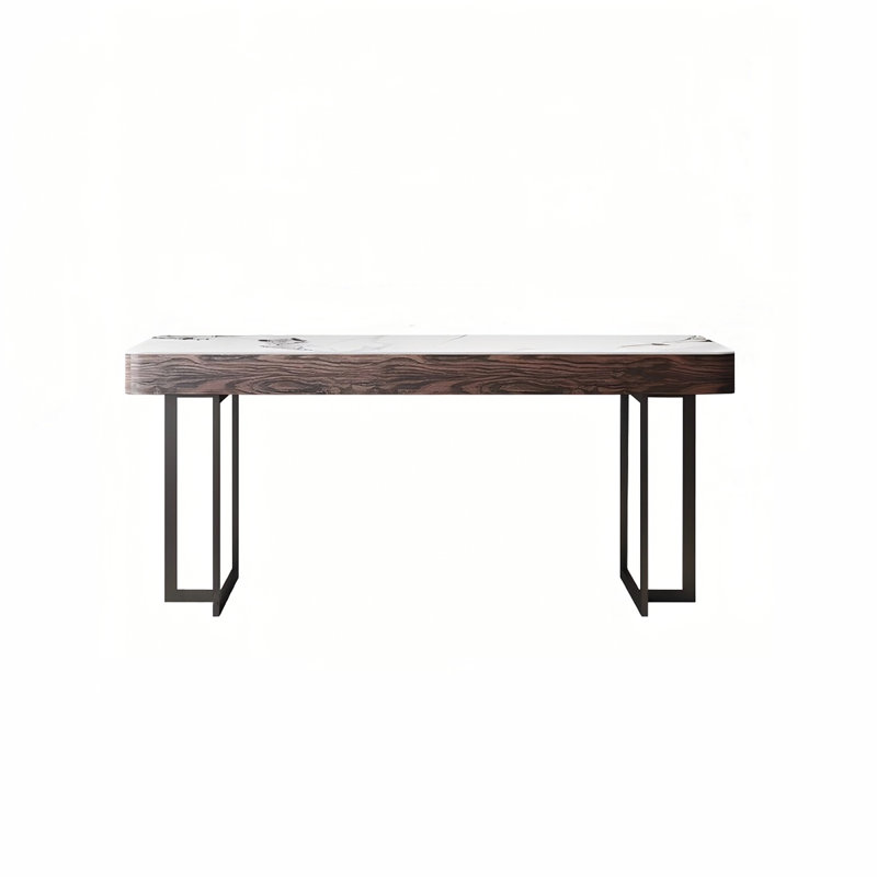 Bureau d'écriture rectangulaire en pierre frittée, 2 tiroirs, H 29,92 po x l 47,24 po x P 23,62 po