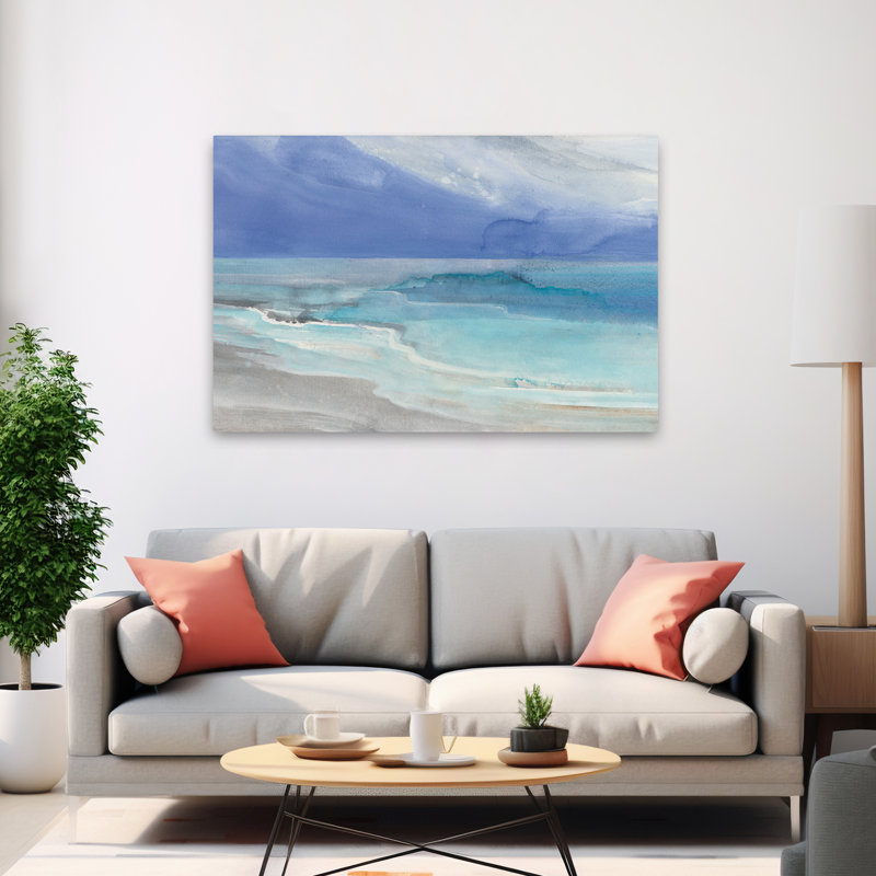 Grand View I, bleu, bleu, turquoise, plage, H 60 po x l 40 po