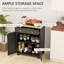 Buffet noir patiné pour le sous-sol - comptoir en bois massif, 2 tiroirs, portes, armoire de rangement à tablette réglable