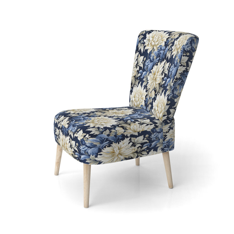 Chaise d'appoint tapissier bohème et éclectique Astral Blue White Damask Radiance VI