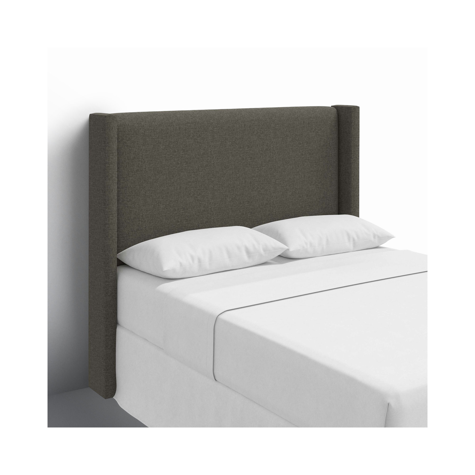Hanson Upholstered Headboard, Zuma Charcoal Textured Linen, Twin