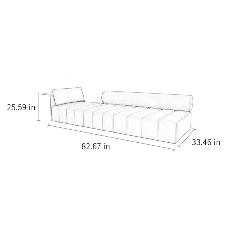 Méridienne moderne, simple et créative pour la maison, Accoudoir à gauche (vu de face)