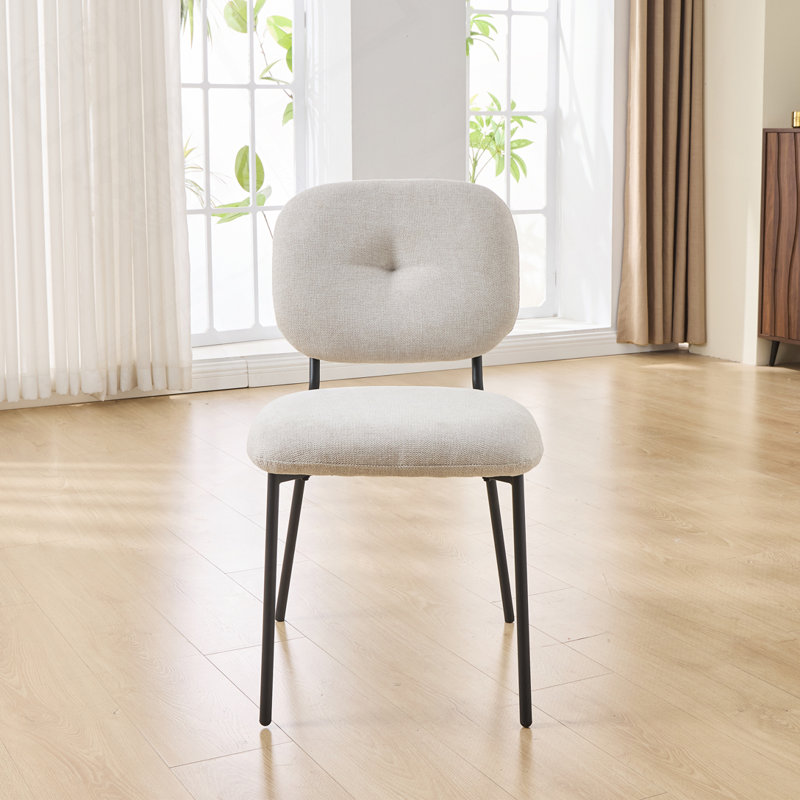 Chaises de salle à manger rembourrées, Noir, Blanc