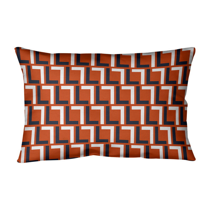 Housse de coussin rectangulaire Chicago Football Luxury, Bleu marine / blanc / orange, Polyester sergé