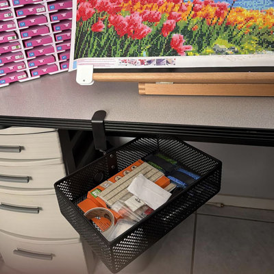 C-Clamp Swivel Mesh Under Desk Hidden Storage Drawer Organizer
