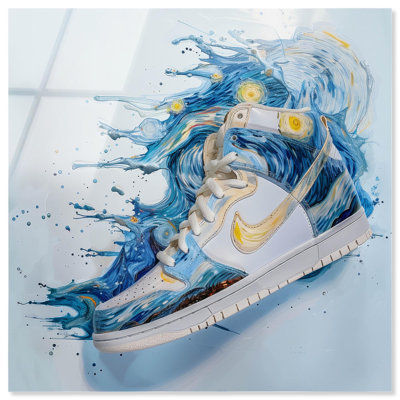 Starry Night Sneaker Splash Acrylic Sneaker Wall Art by Art Remedy, Ready to Hang