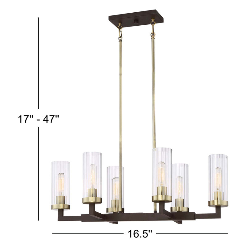 Karns 6 - Light Aged Kinston Bronze/Brushed Brass Kitchen Island Pendant
