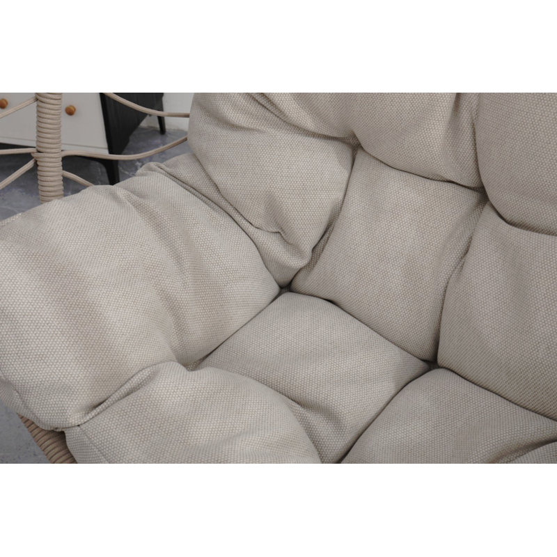 Fauteuil suspendu d'extérieur en forme d'œuf avec support, fauteuil de patio en osier en forme d'œuf, fauteuil à bascule d'intérieur, hamac d'extérieur en forme d'œuf, gris lin