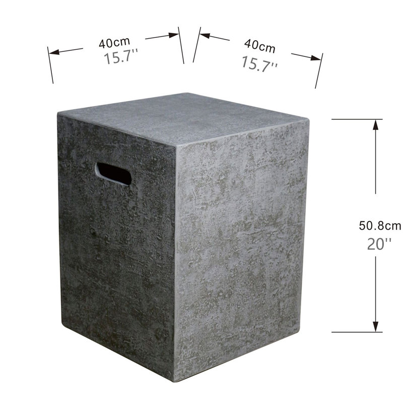 Elementi Rectangle Concrete Propane Fire Pit Table with Lid