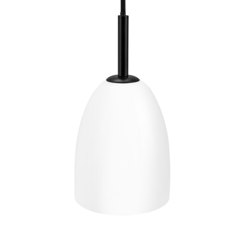 1 - Light Black/White Dome Pendant, 20cm H x 12cm W x 12cm D