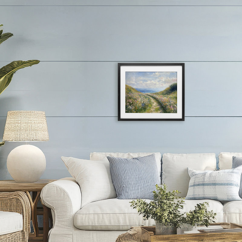 «Well Worn Coastal Path», reproduction sous verre encadrée, design par Petal Prints Design, H 13 po x l 16 po