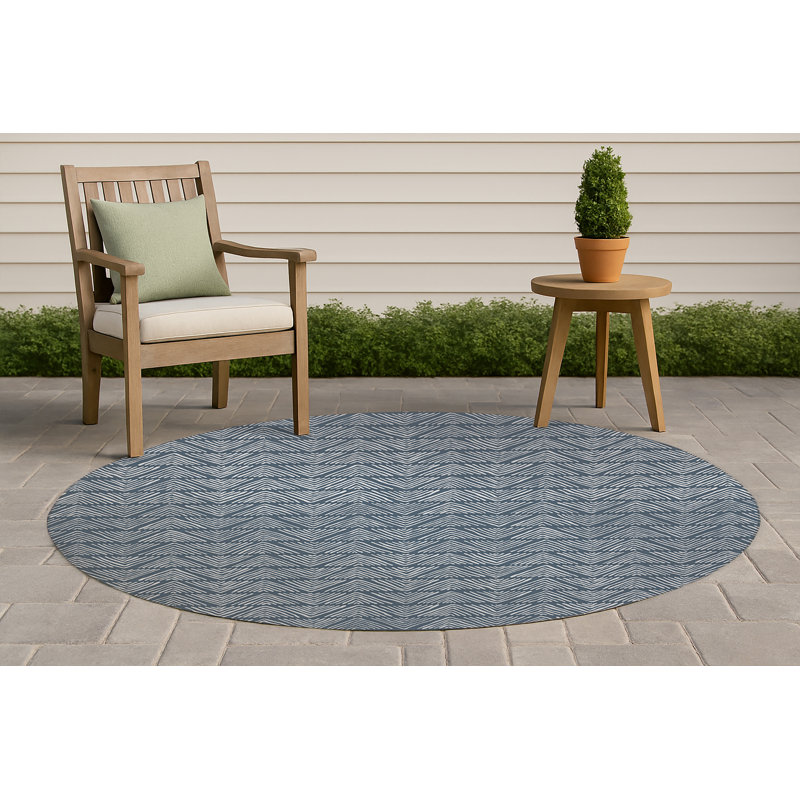 Tapis d'extérieur à rayures antidérapantes Chev, Rond 5 pi