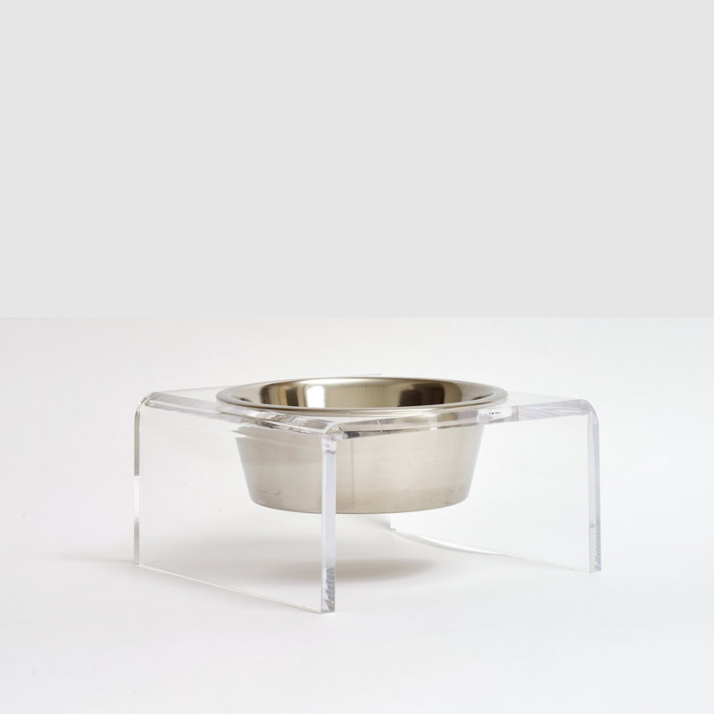 Clear Acrylic Elevated Pet Feeder with Stainless Steel Bowl