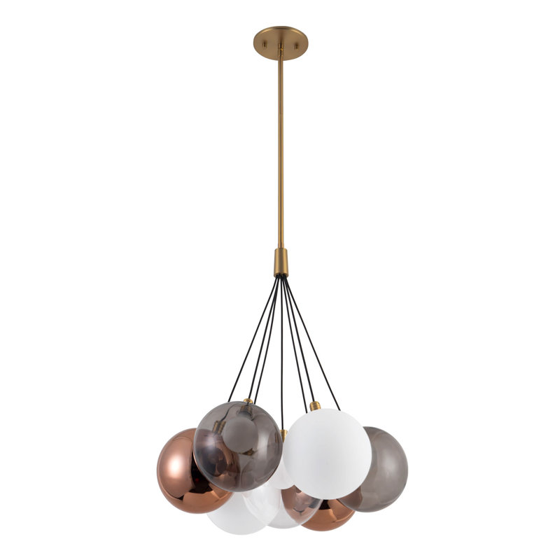 Bolla 17-in Gold dimmable LED Chandelier, Brushed Gold