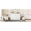 Grand lit escamotable mural avec tiroirs, ports USB et poulie, armoire compacte, blanc