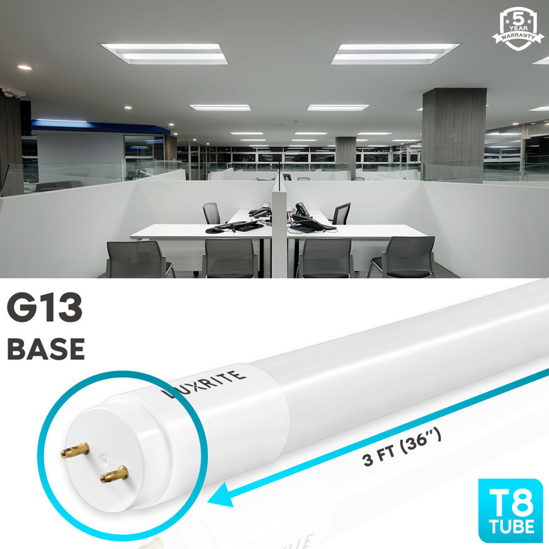 12 Watt (25 Watt Equivalent), T8 LED Tube Light, Colour Selectable CCT, Type A+B, G13/Bi-pin Base