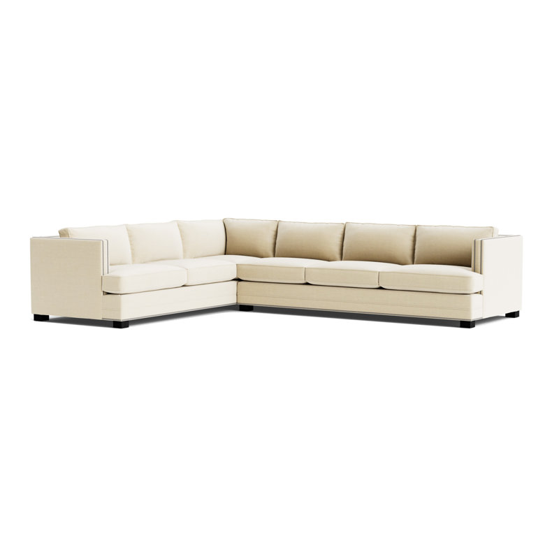 Keaton Chaise Sectional, Brushed Nickel, Performance Linen - Cream, Black