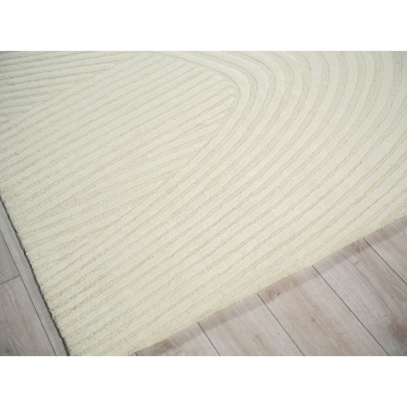 Entro Handmade New Zealand Wool Cream/Ivory Area Rug, Rectangle 14' x 18'