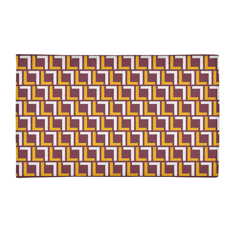 Tapis géométrique rouge / jaune / blanc, Rectangle 4 pi x 6 pi