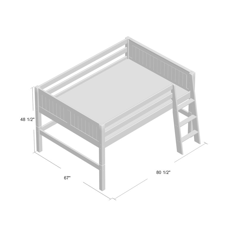 Lit mezzanine plateforme double en bois massif Burkley par Mack & Milo, Naturel