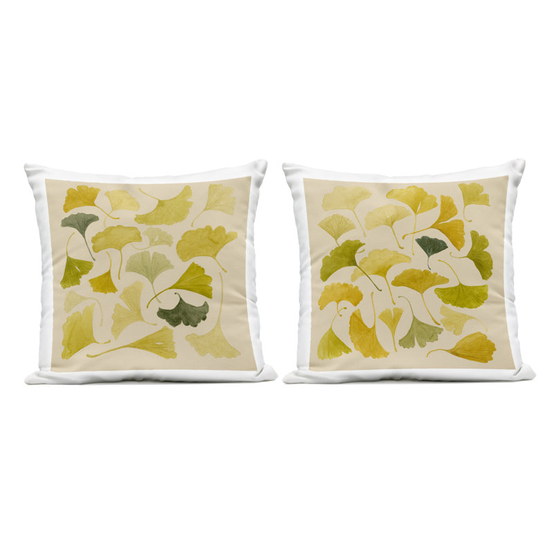 Ensemble de coussins d'extérieur imprimés d'automne 2 pièces Ginkgo par Grace Popp