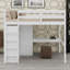 Lit mezzanine en bois moderne, garde-robe intégrée, bureau, tablettes de rangement-129204081