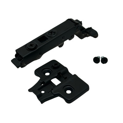 Kit 6-Pack Aluminum Frame Cabinet Door Hinges + Cross Plates Frameless Soft Close Hinge 3D Clip On Full Overlay Matte Black