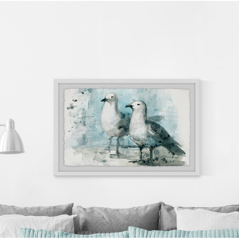 « doux pair », reproduction de peinture à l’aquarelle encadrée, H 8 po x l 12 po x P 1,5 po