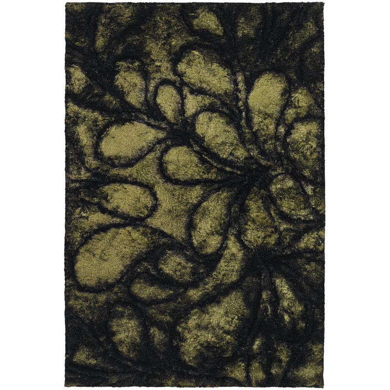 Flemish Shag Green Area Rug, 5' x 7'6"