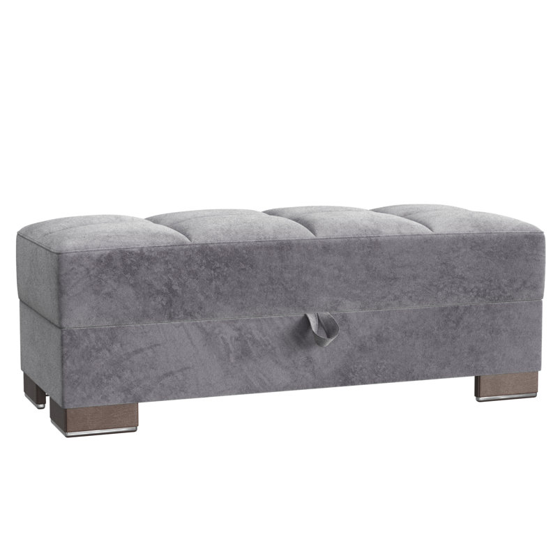 Repose-pieds rembourré avec rangement PrimeNest NimbusFlow, Microfibre/microsuède gris