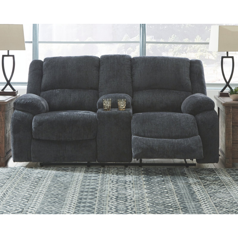 Dametris Upholstered 78'' Reclining Loveseat, Slate