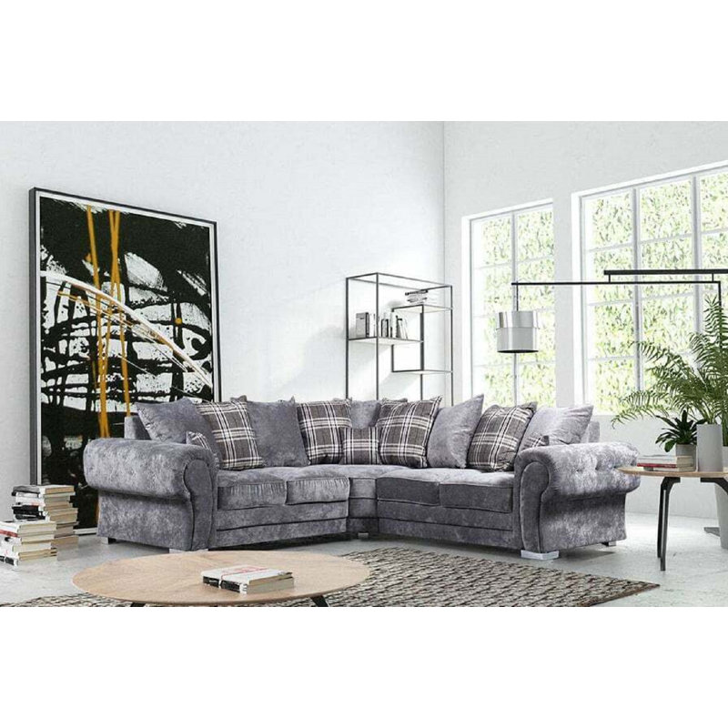 Argonaut Living Room Set, Grey Chenille