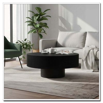 Round Coffee Table with Sturdy Pedestal
