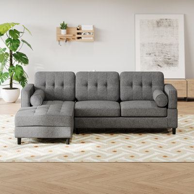 Stanley L-Shaped Button Waffle Tufting Sectional