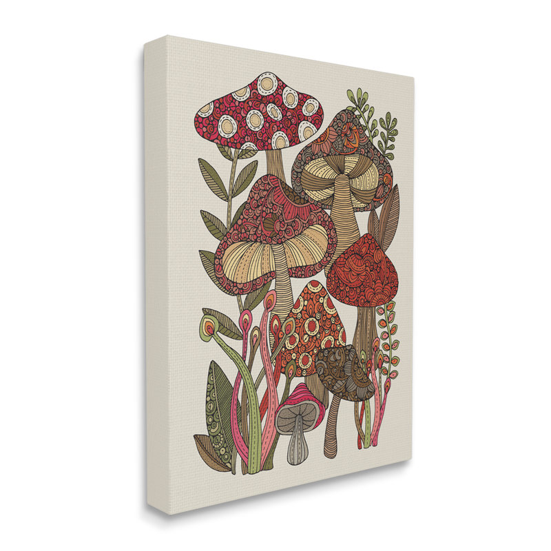 «Layered Mushroom Nature Botanicals Intricate Floral Patterns» par Valentina Harper - impression sur toile, Toile tendue